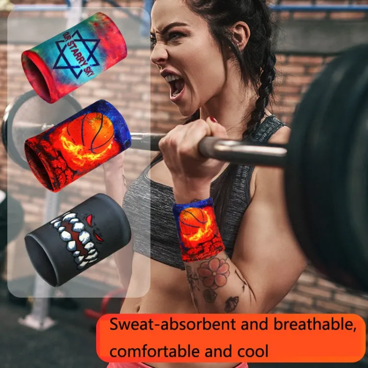 Sports Fitness Elastic Wristbands Absorbing Sweat Playing Ball Riding Wiping Sweat Cold Wristbands, Specification: S(Big Mouth Beast)