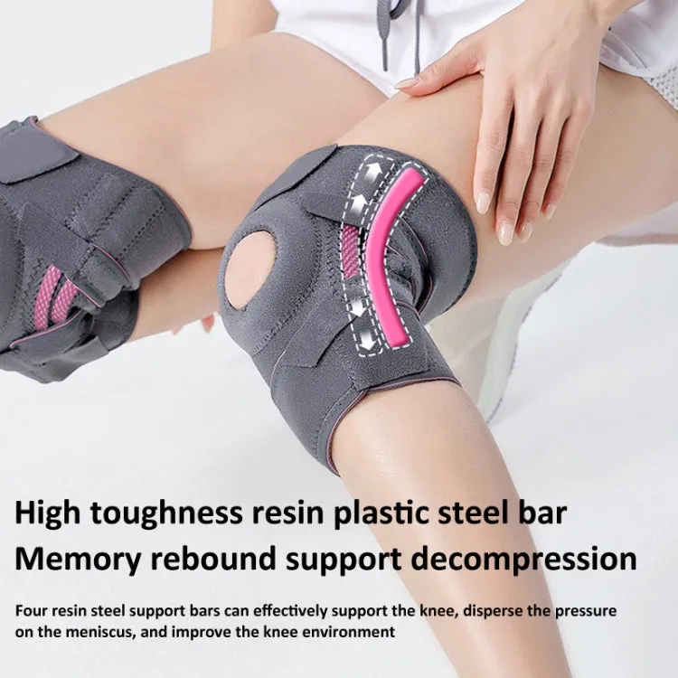 Sports Protection Knee Pads Meniscus Protection Cover Patella Brace With Double Anti-slip Strip(Black Orange)