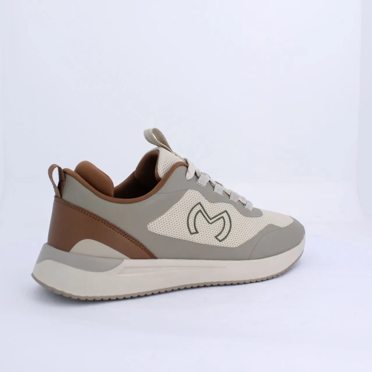 STUART MENS LACEUP TRAINERS-TAUPE