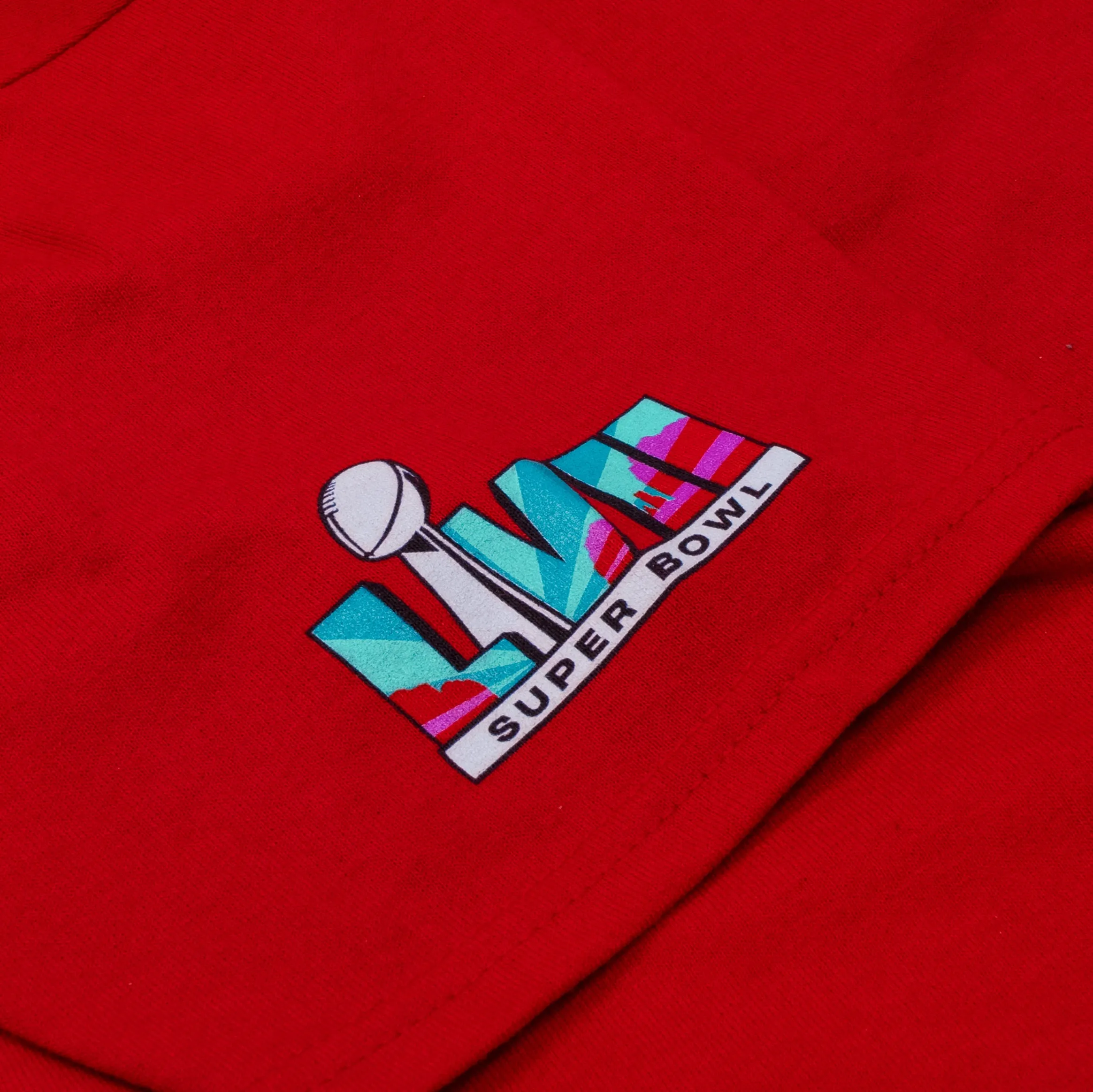 Super Bowl LVII Stamp Graphic Mens Short Sleeve Shirt (Red) Free Shipping