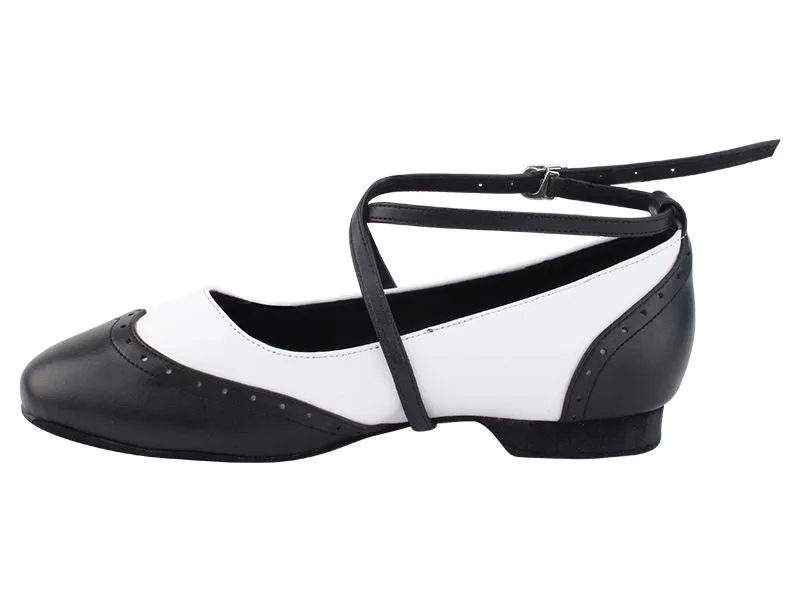 Swing Flats Black & White Leather