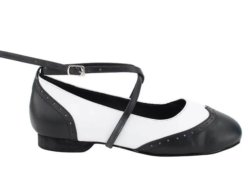 Swing Flats Black & White Leather