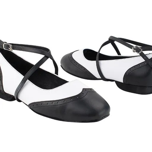 Swing Flats Black & White Leather