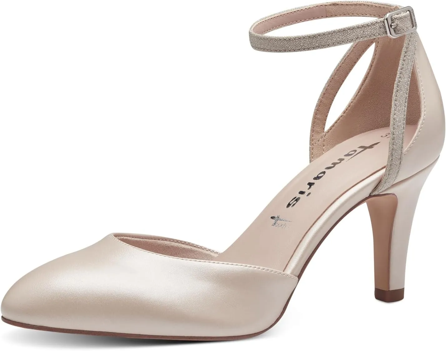 Tamaris Shimmer Rose Pearl Court Shoe with Sparkle Strap