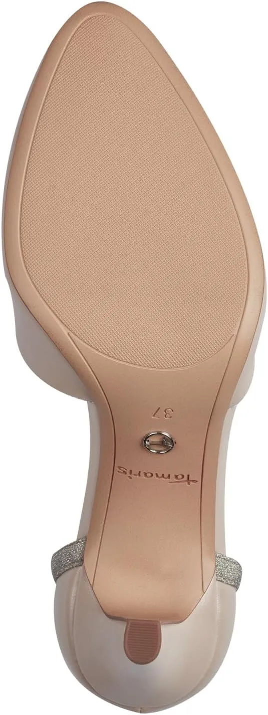 Tamaris Shimmer Rose Pearl Court Shoe with Sparkle Strap