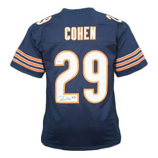 Tarik Cohen Autographed Pro Style Football Jersey Blue (Beckett)
