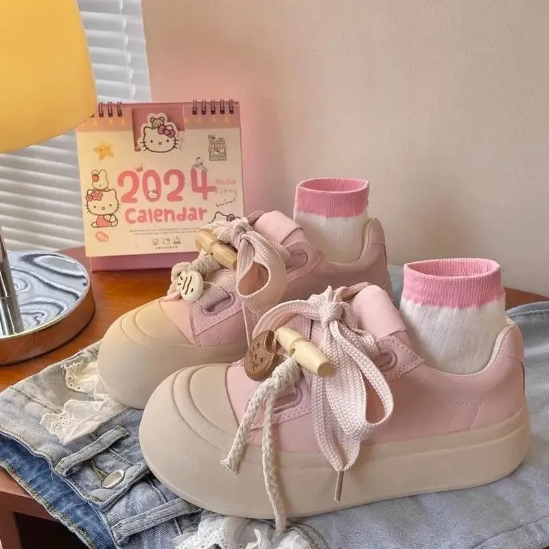 TAVIMART  -  Kawaii Pink Platform Sports Shoes Women's Sneakers Tennis Female Flats Casual Vulcanize Cute Spring Summer 2024 Korean Fashion