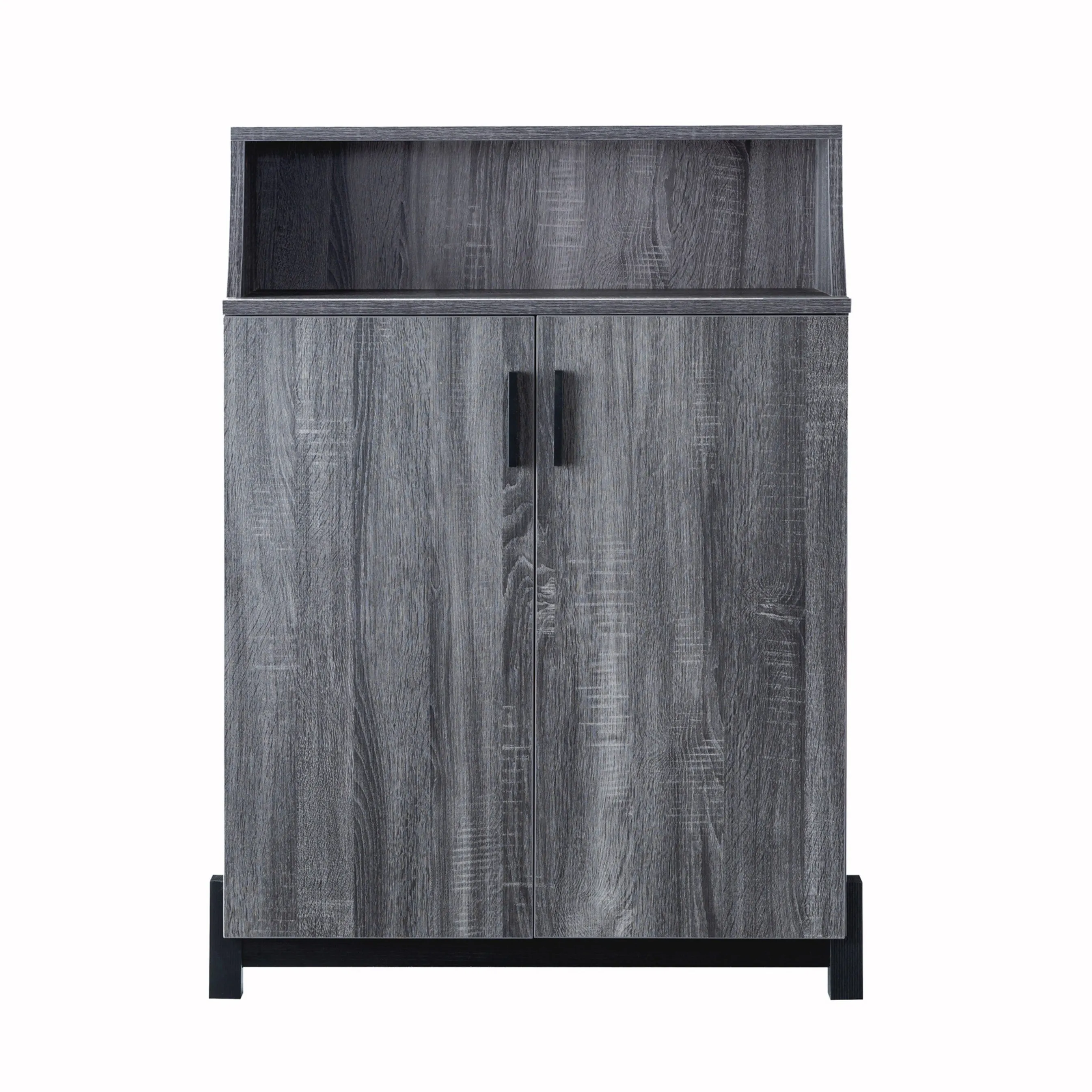 Tavison Contemporary Distressed Gray 6-Shelf Shoe Cabinet (12-Pair)