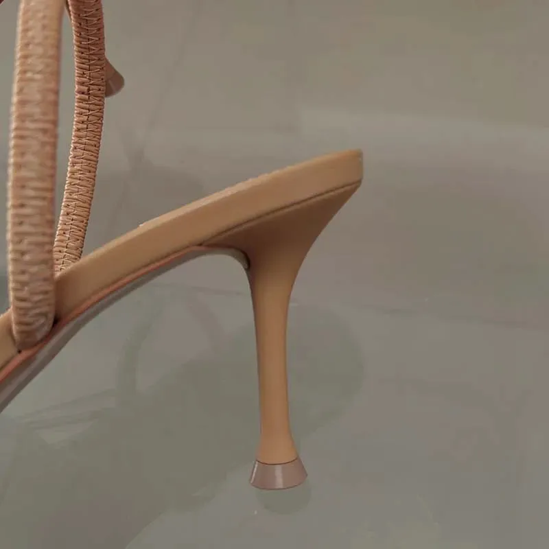 Uniwim 2024 Summer New Women's Sandals Water Diamond Bright Mesh High Heels Footwear Elegant Slingback Pointed Slip on Party Lady Shoes
