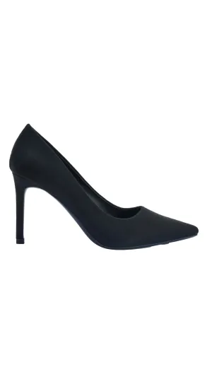 Wide Fit Stiletto Court Shoes Black Micro