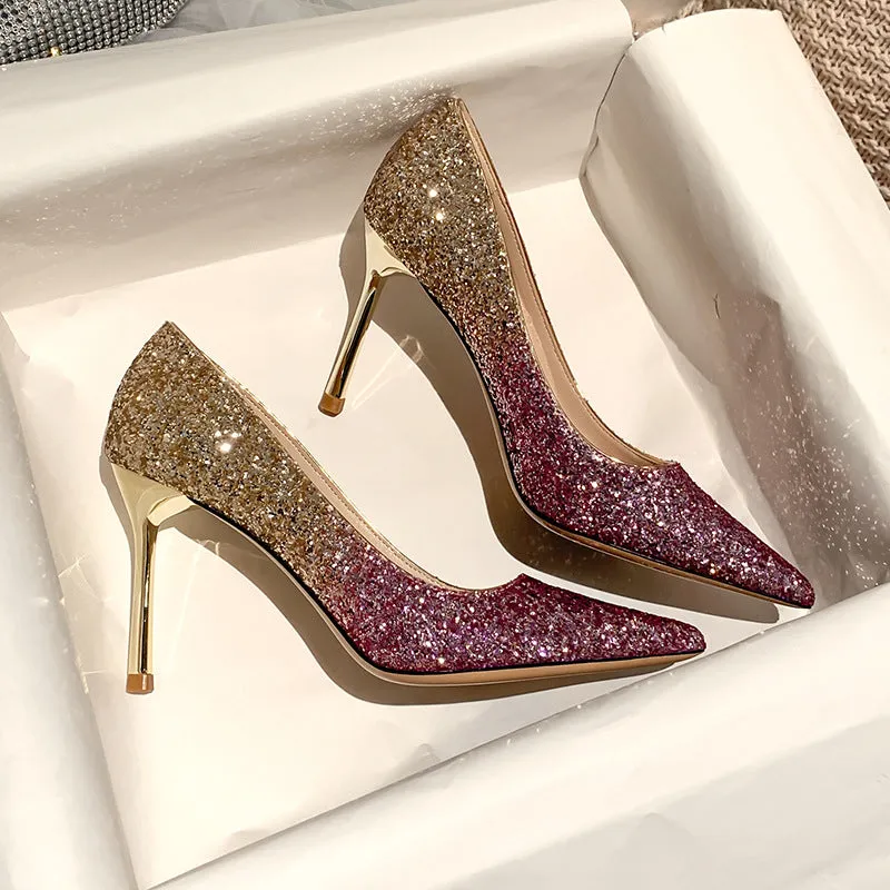Winter Silver Crystal High Heel Bridesmaid Shoes Heel Height 9CM
