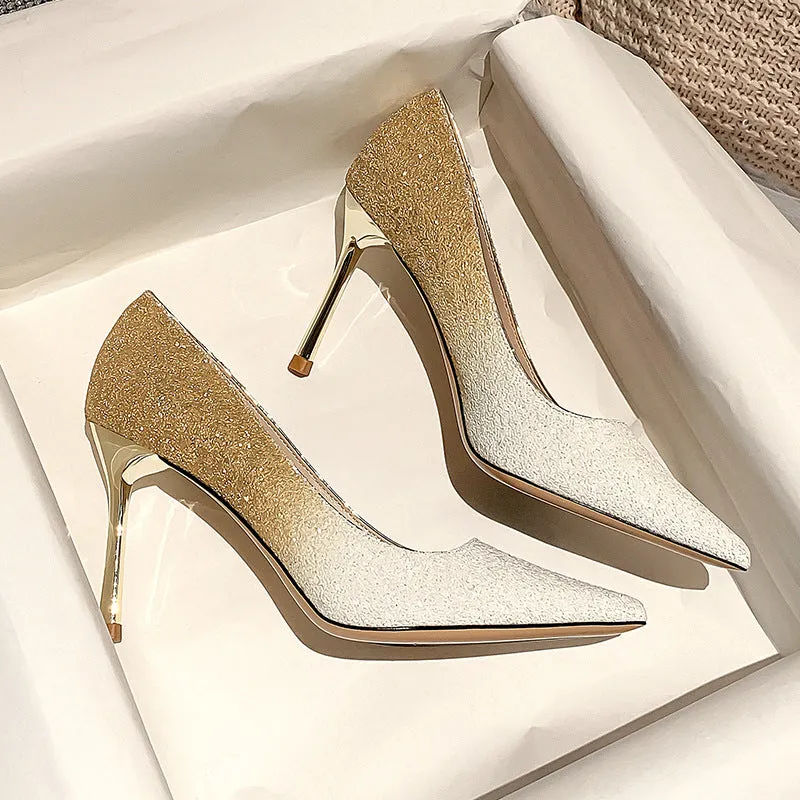 Winter Silver Crystal High Heel Bridesmaid Shoes Heel Height 9CM