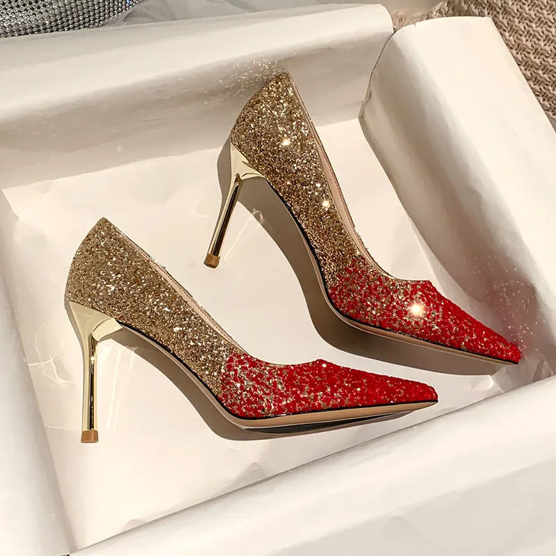 Winter Silver Crystal High Heel Bridesmaid Shoes Heel Height 9CM
