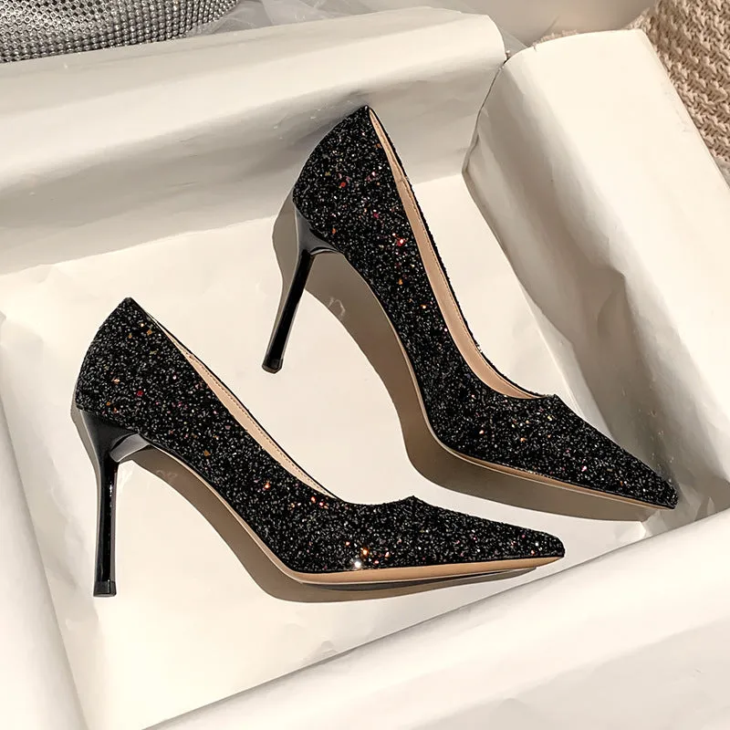 Winter Silver Crystal High Heel Bridesmaid Shoes Heel Height 9CM