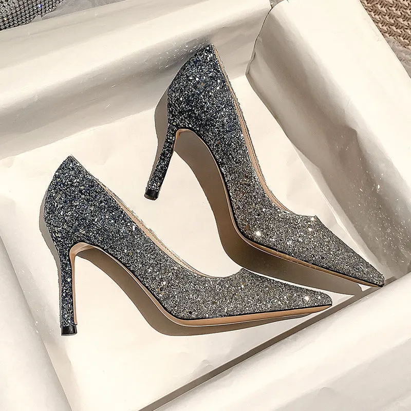 Winter Silver Crystal High Heel Bridesmaid Shoes Heel Height 9CM