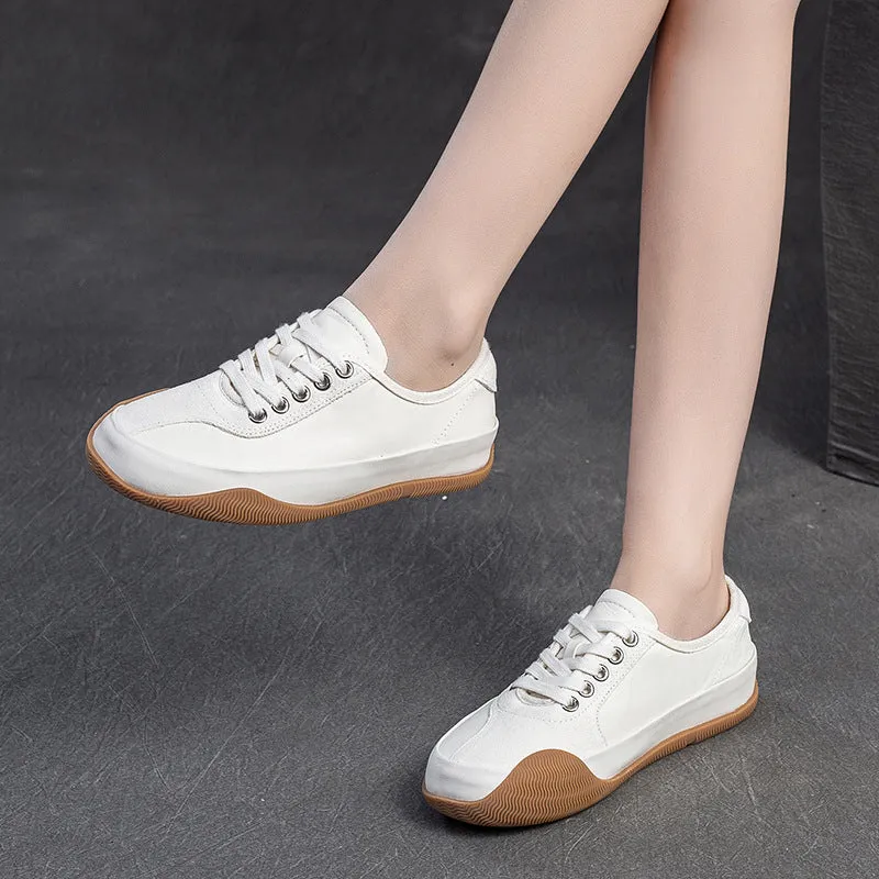 Women Fashion Color Matching Leather Casual Shoes