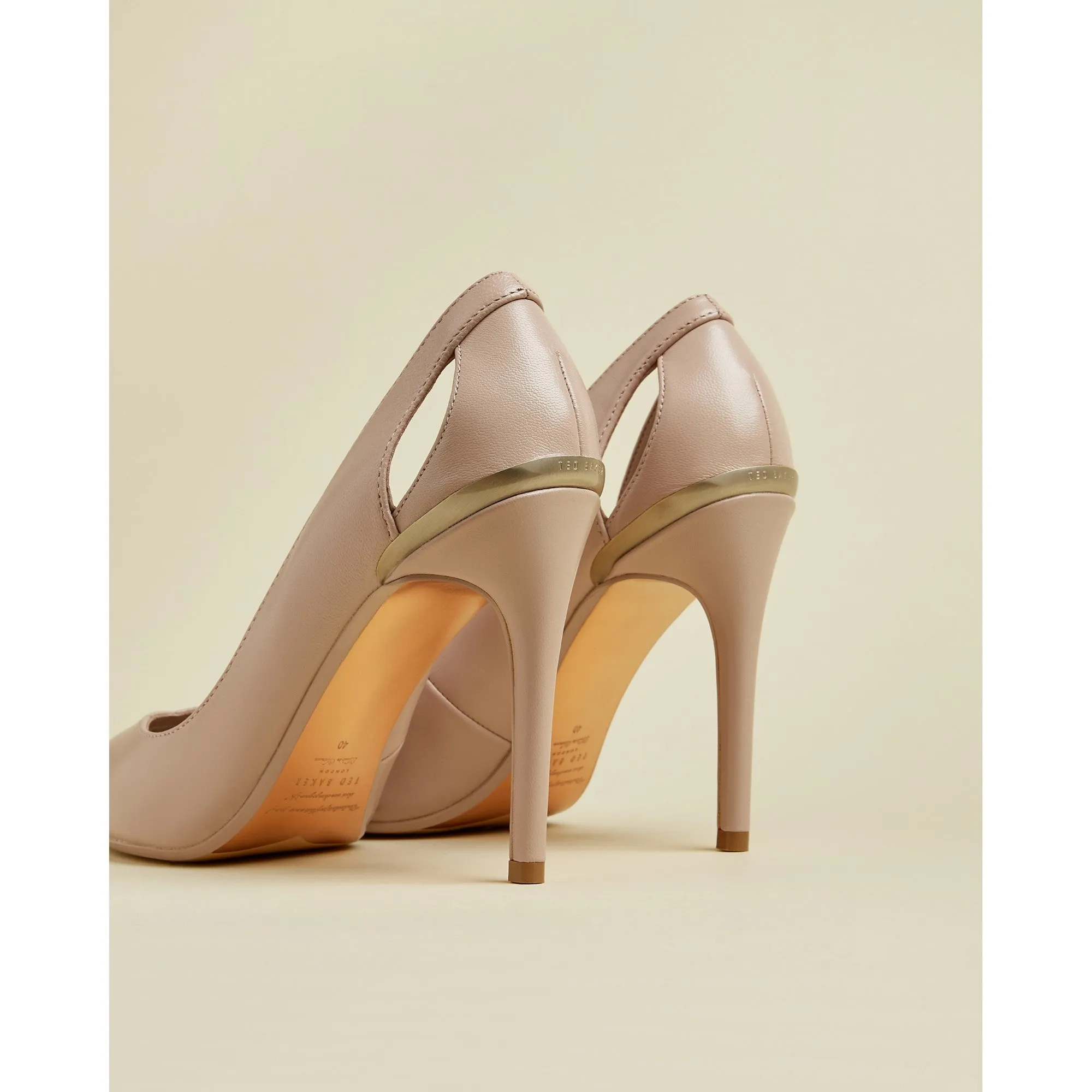 Women Latefa-Leather Cut Out High Heel Court Shoe - Light-Pink