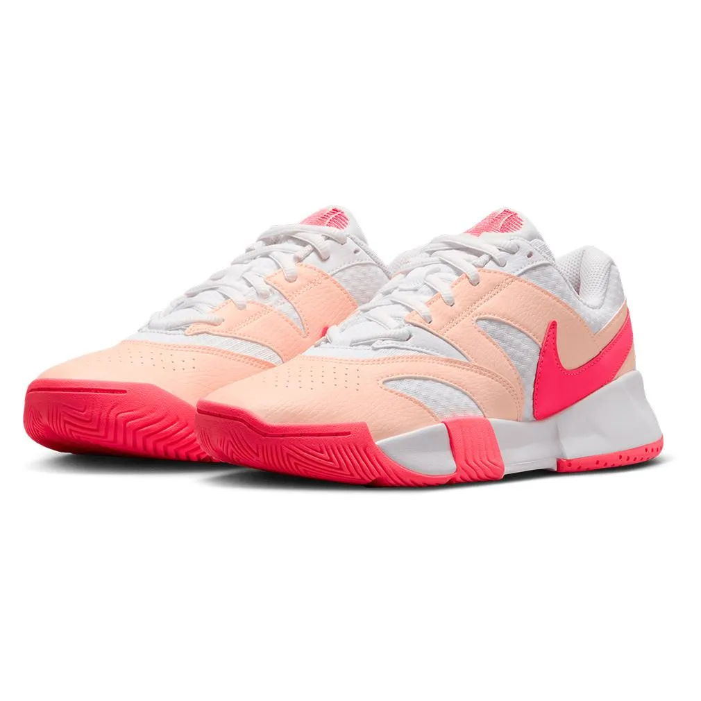 Womens Court Lite 4 Tennis Shoes White and Aster Pink